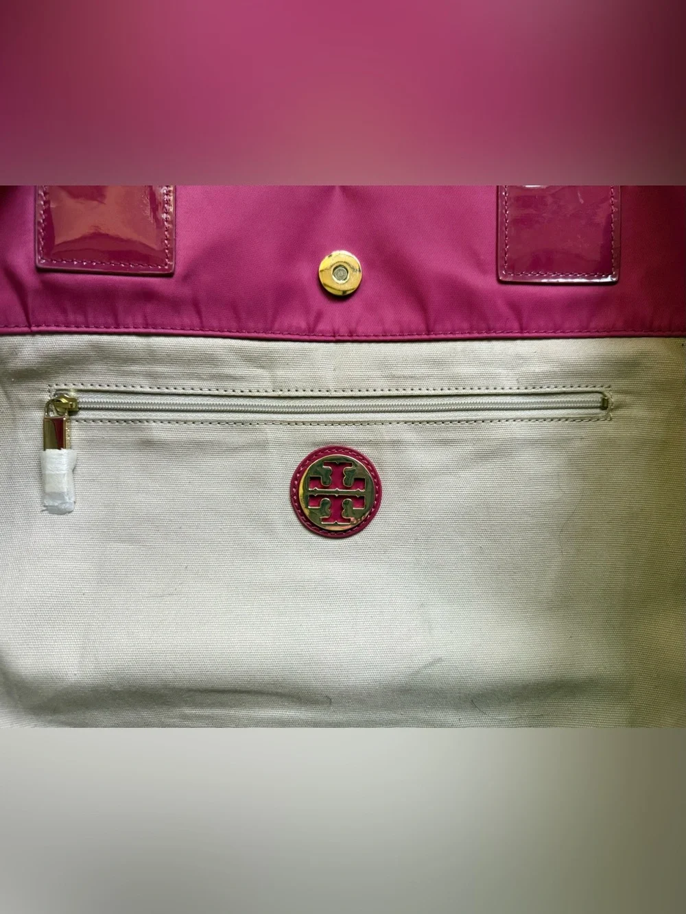 Tory Burch Fuchsia Logo Nylon Tote